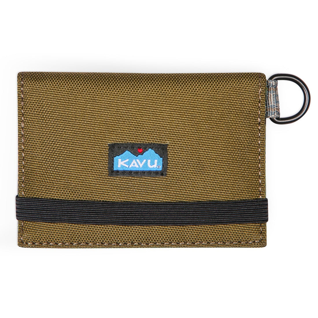 Brown wallet with a Kavu logo on a white background