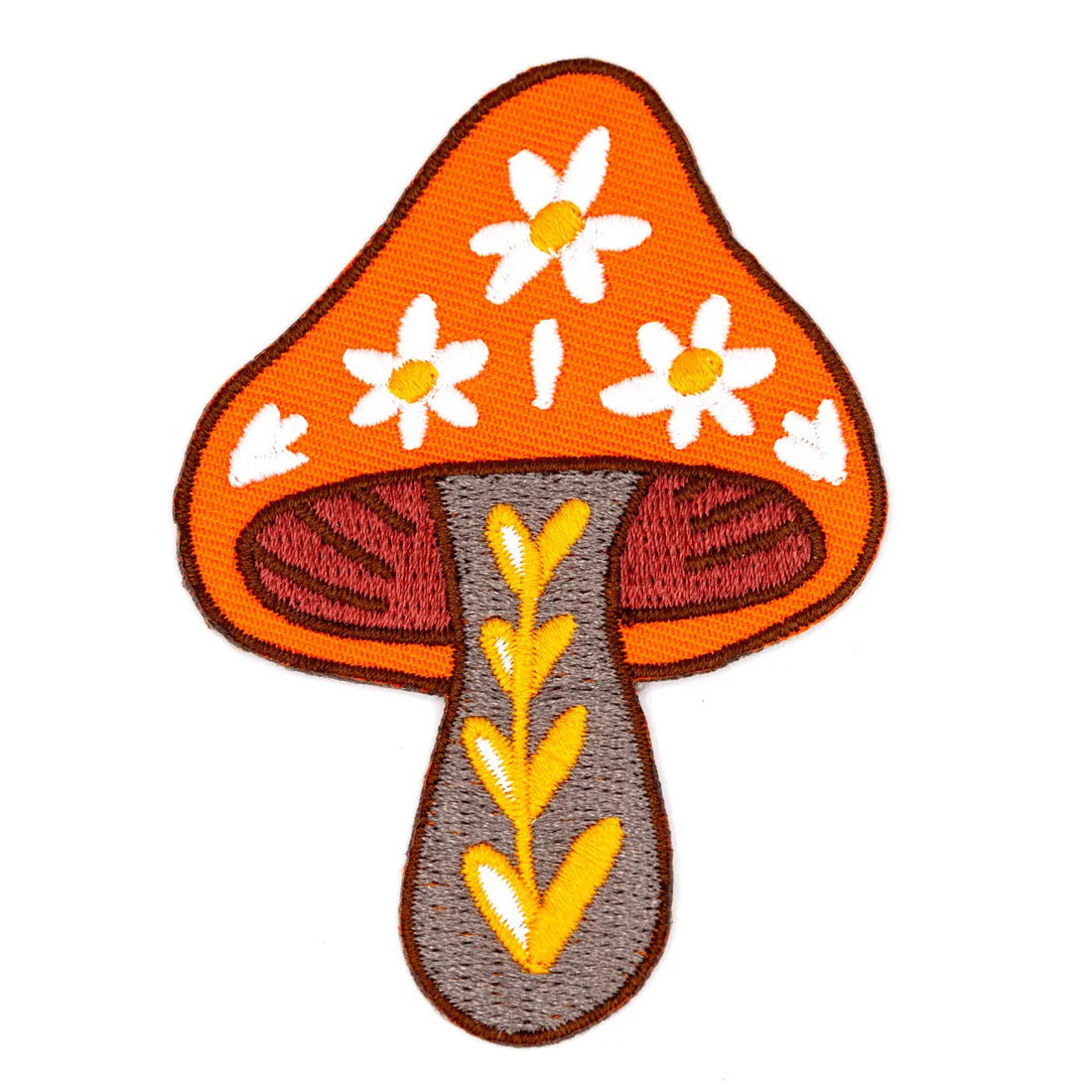 Floral Mushroom Iron-On Embroidered Patch