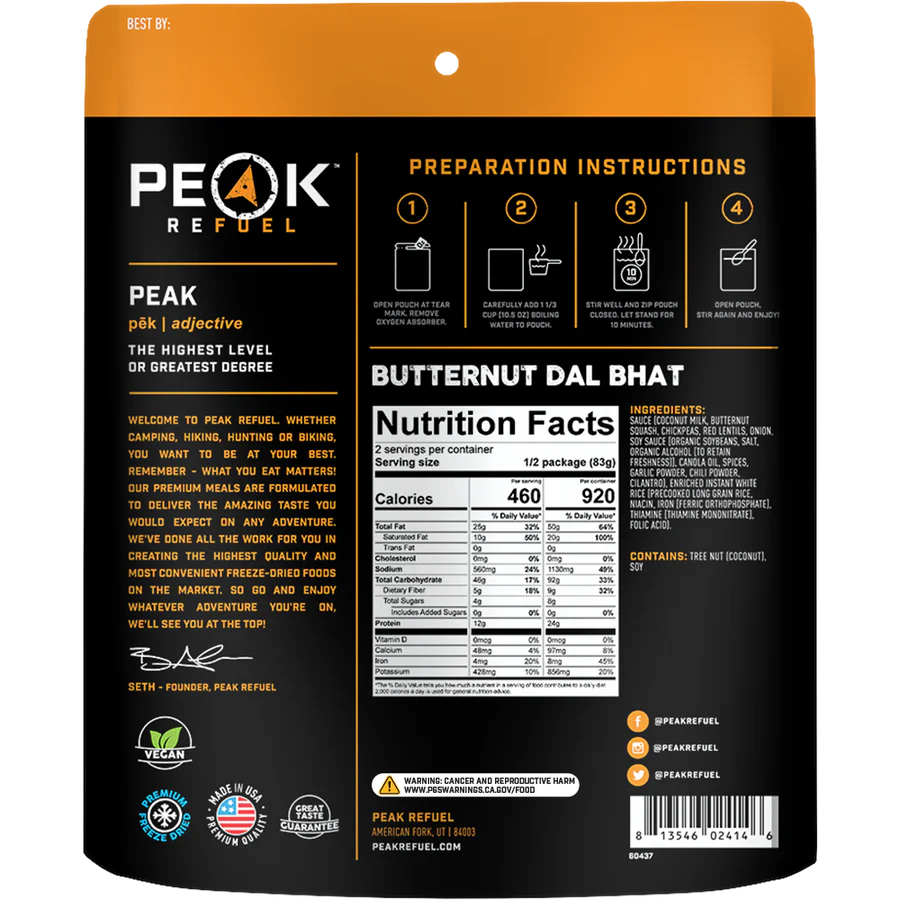 Peak Refuel Butternut Dal Bhat