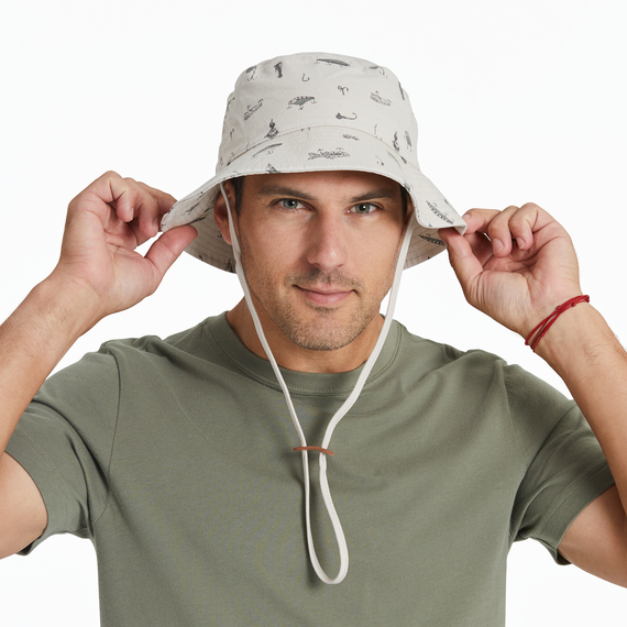 Fish Tackle Box Pattern Bucket Hat - Life is Good