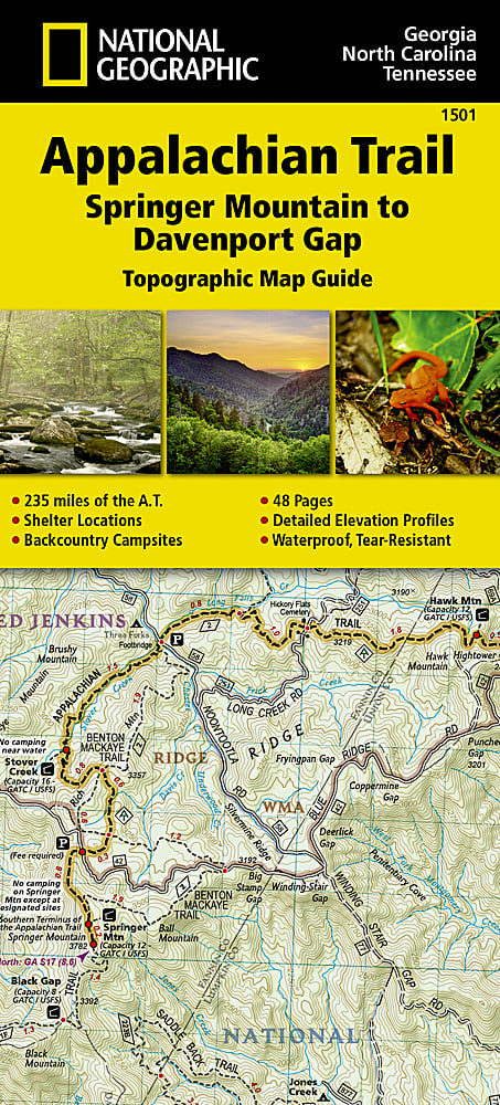 National Geographic Trails Illustrated Appalachian Trail Map 1501 Springer to Davenport Gap