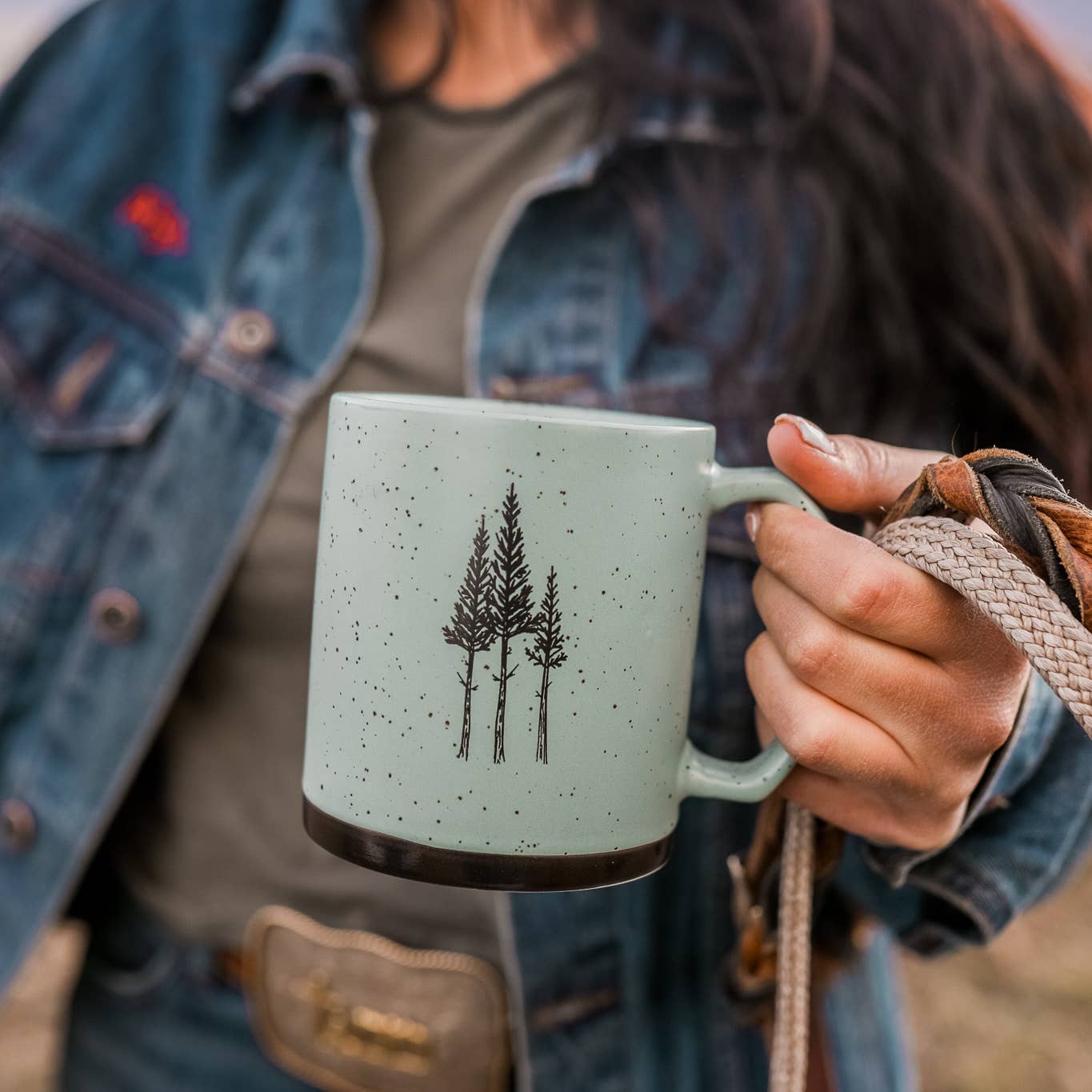 Rustic Three Tree Ceramic Mug- Sage
