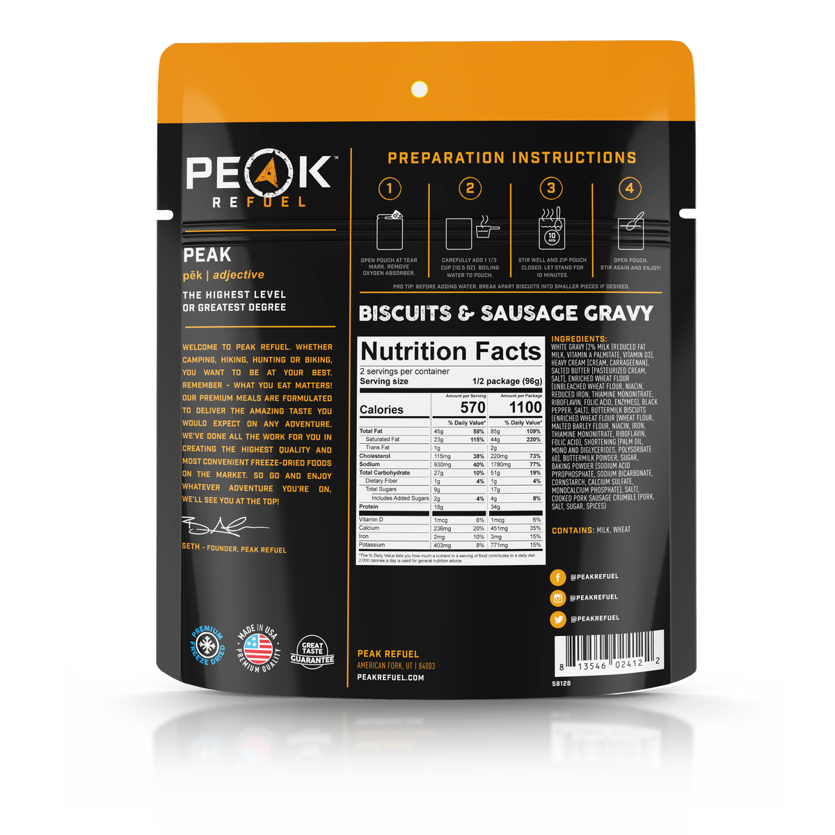 Peak Refuel Biscuits and Sausage Gravy
