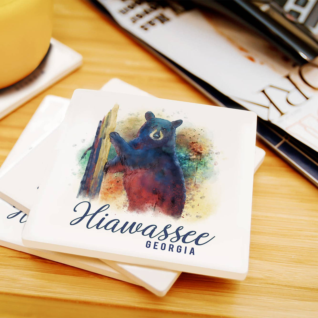 Hiawassee Black Bear Watercolor Coaster