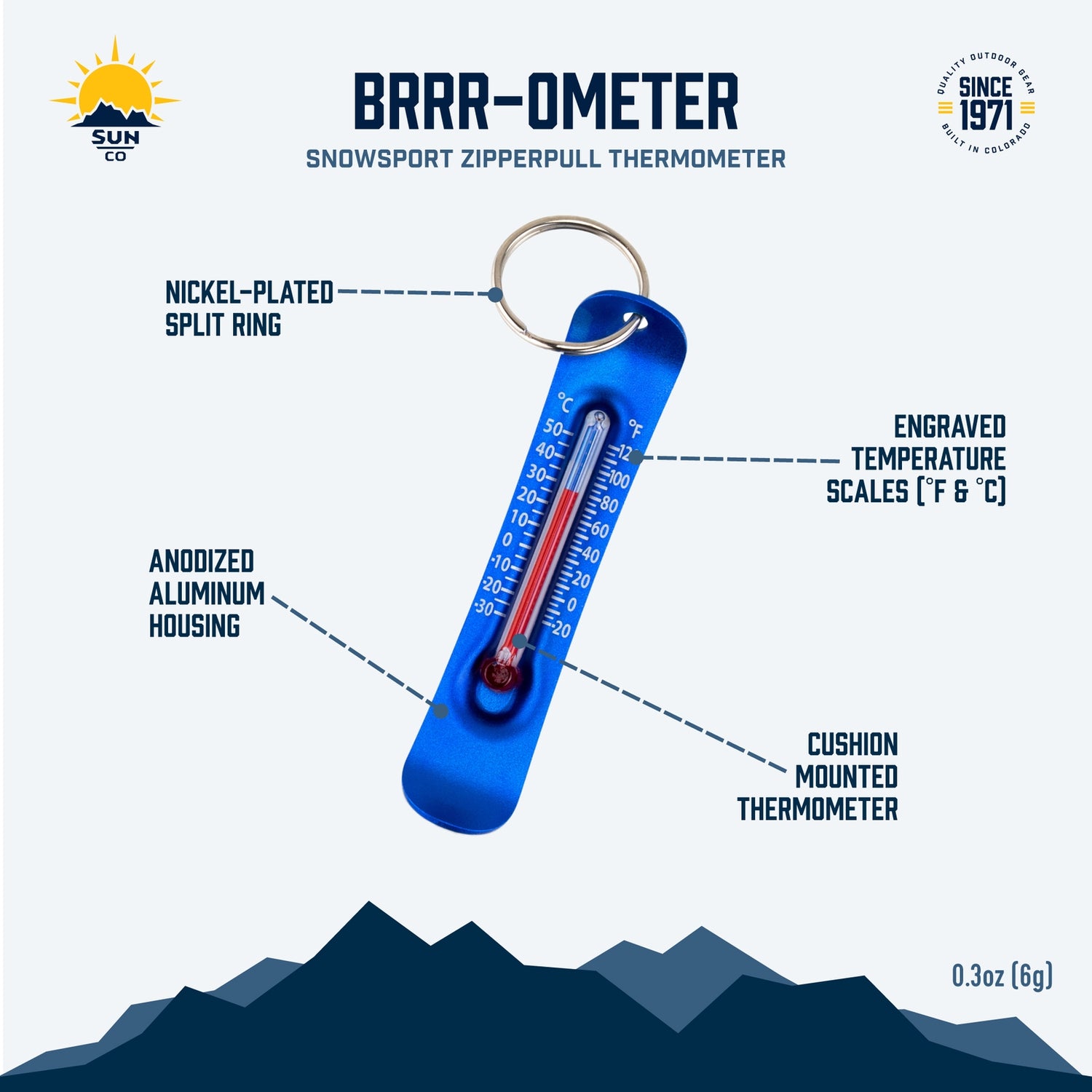 Brrr-Ometer - Snowsport Zipperpull Thermometer