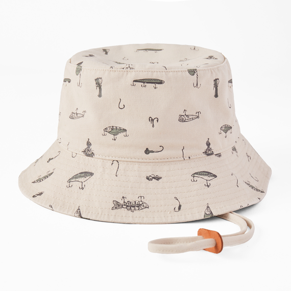 Fish Tackle Box Pattern Bucket Hat - Life is Good