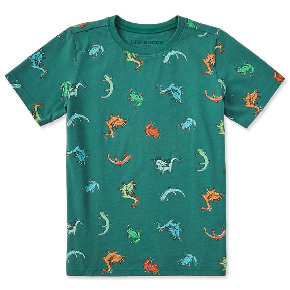 Kids Axolotl and Amphibians Pattern Crusher Tee - Life is Good
