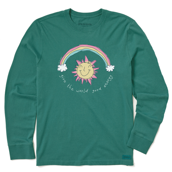 Kids Sun and Rainbow Good Energy Long Sleeve Crusher Tee - Life is Good