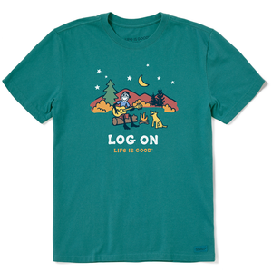 Men's Jake and Rocket Campfire Log On Crusher Tee - Life is Good