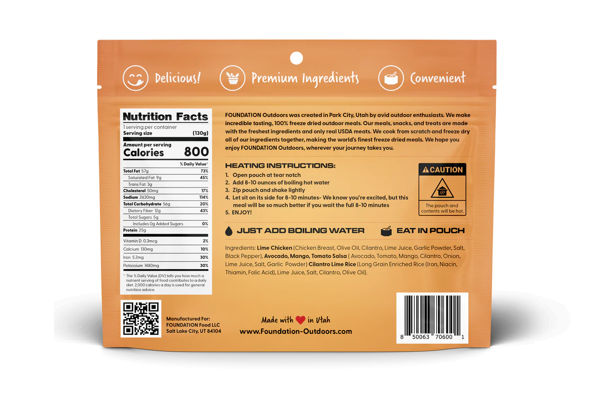 Foundation Outdoors Lime Chicken with Avocado Mango Salsa