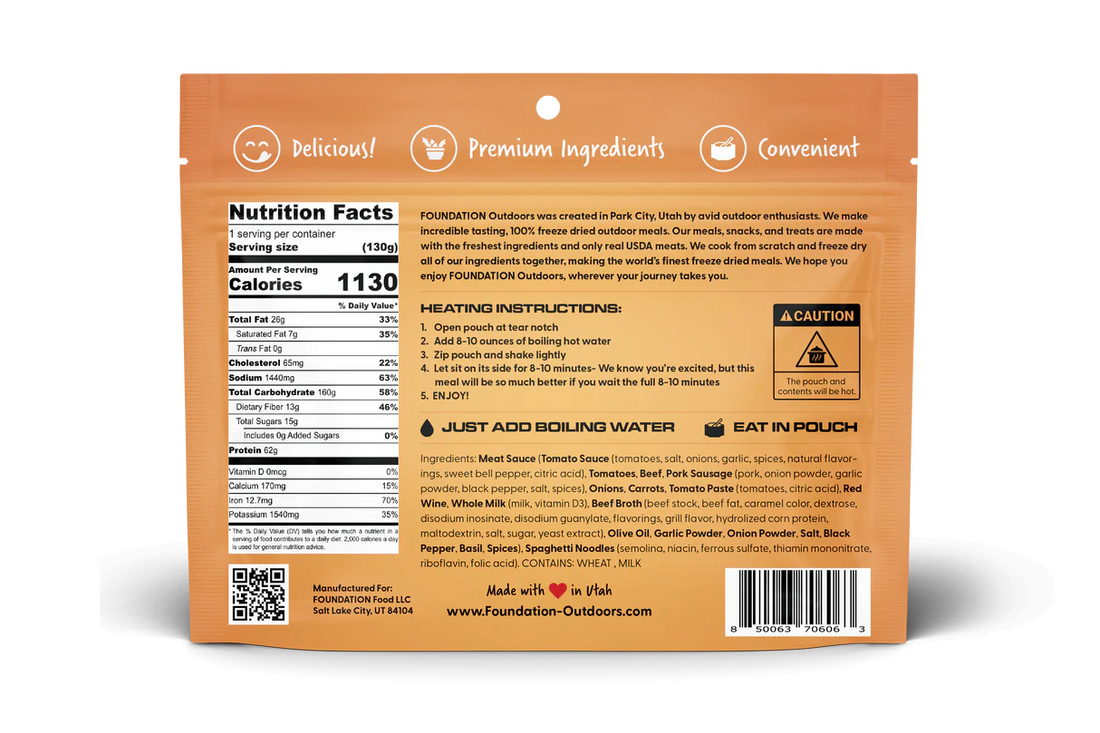 Foundation Outdoors Spaghetti with Meat Sauce