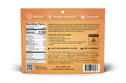 Foundation Outdoors Spaghetti with Meat Sauce