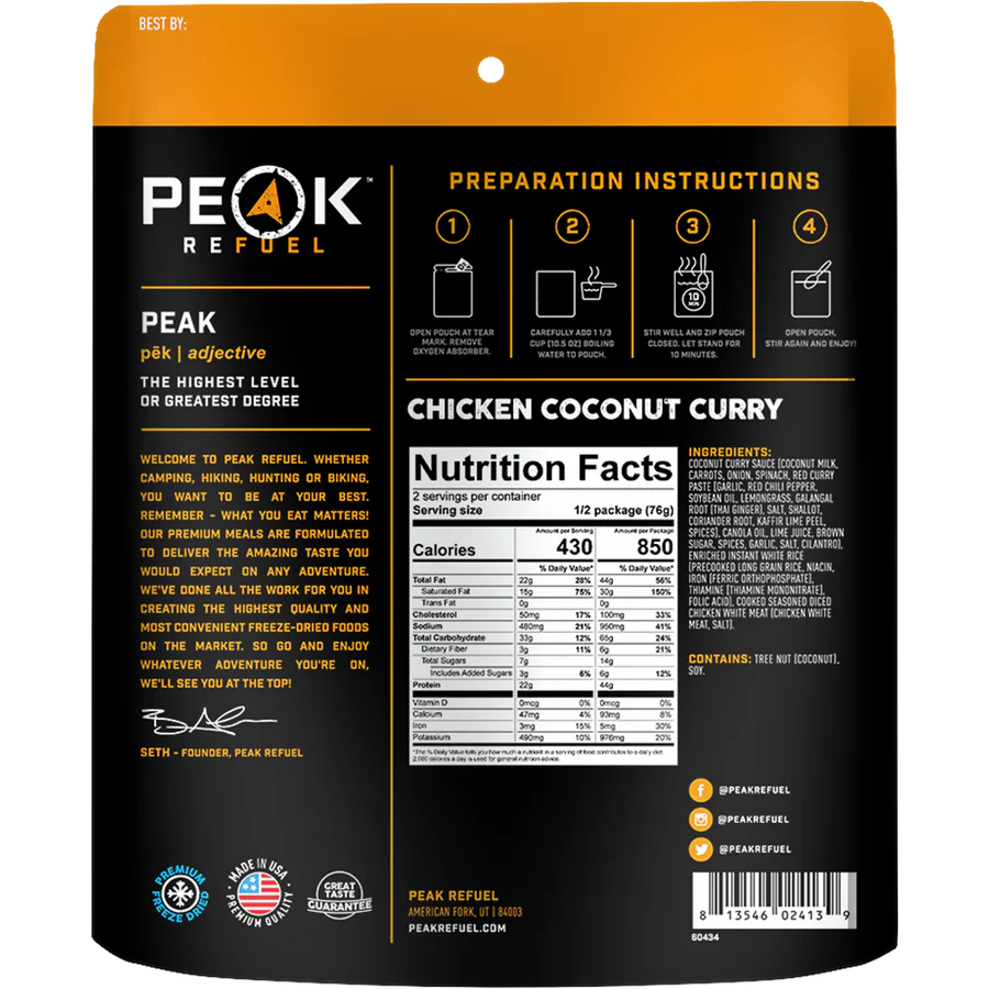 Peak Refuel Chicken Coconut Curry