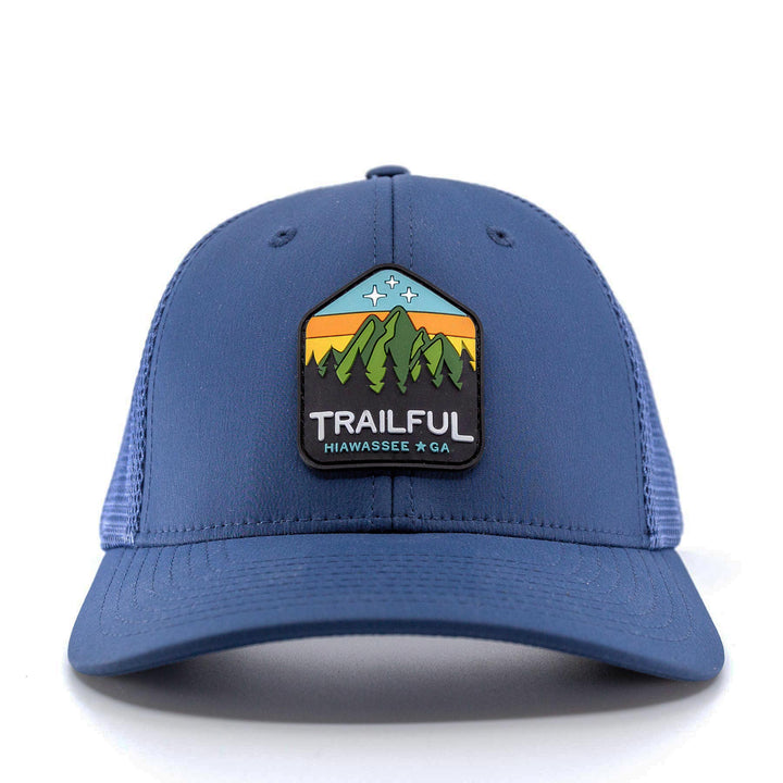Trailful Mountain Sunset Rubber Patch Hat - Insignia Blue/China Blue