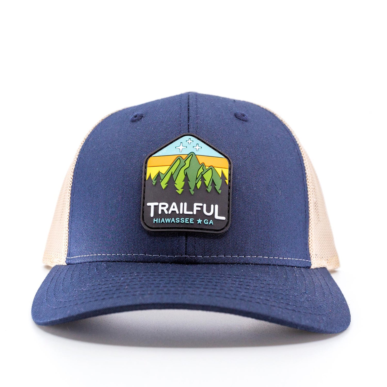 Trailful Mountain Sunset Rubber Patch Hat - Navy/Khaki