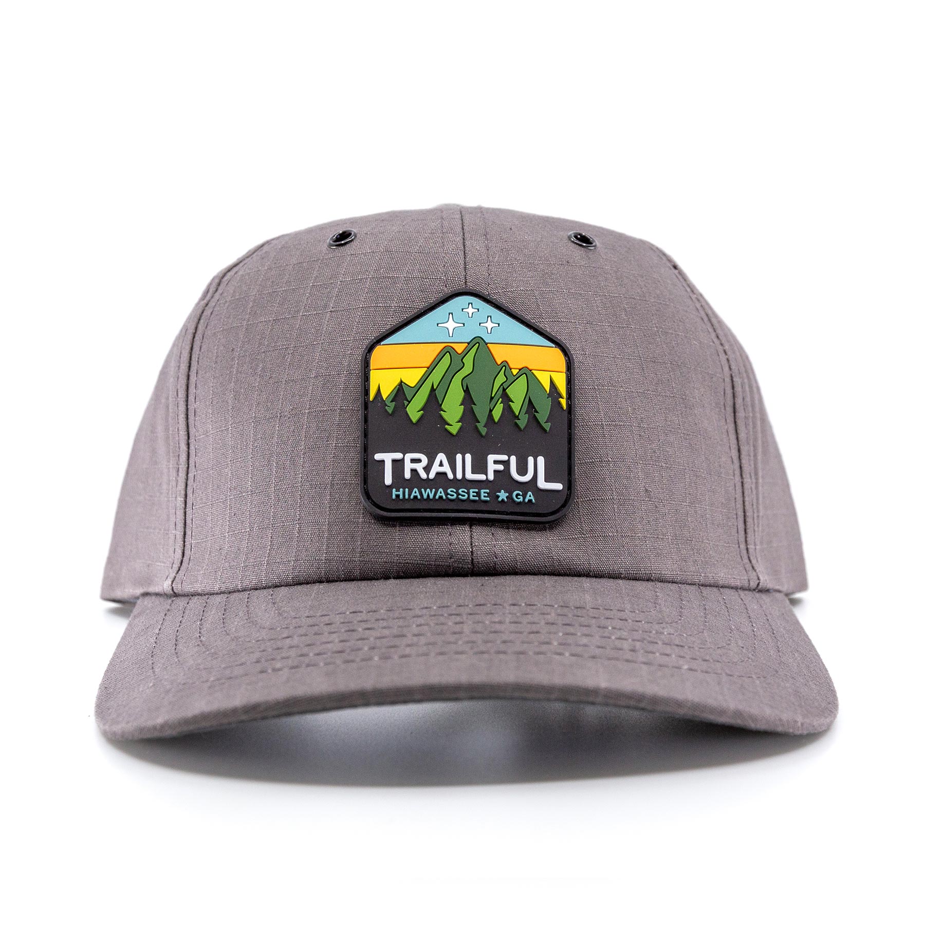 Trailful Mountain Sunset Rubber Patch Ripstop Hat - Charcoal