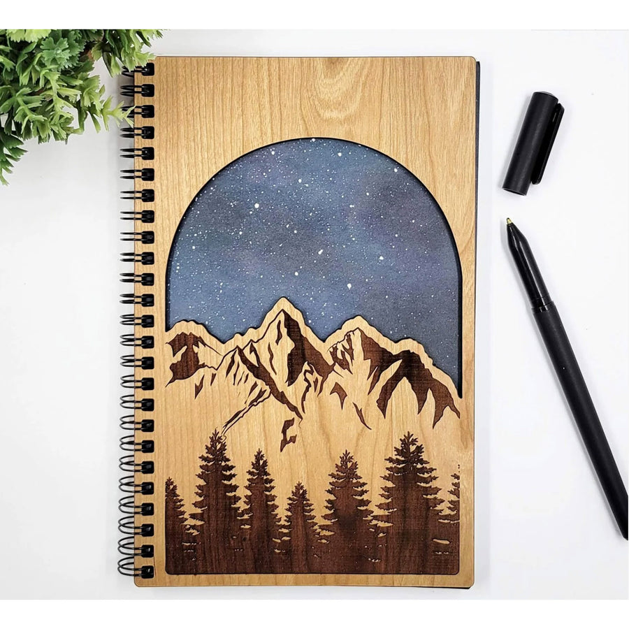 Starry Mountains Wood Journal