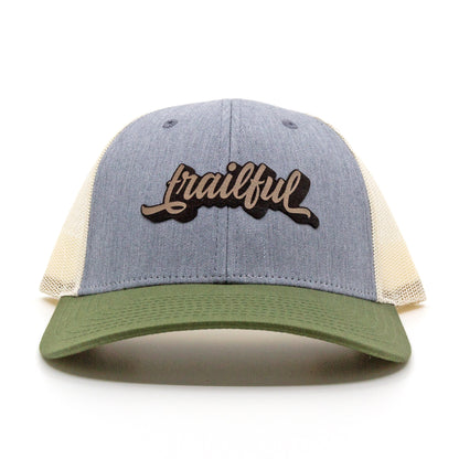 Trailful Script Trucker Hat - Grey / Birch / Olive